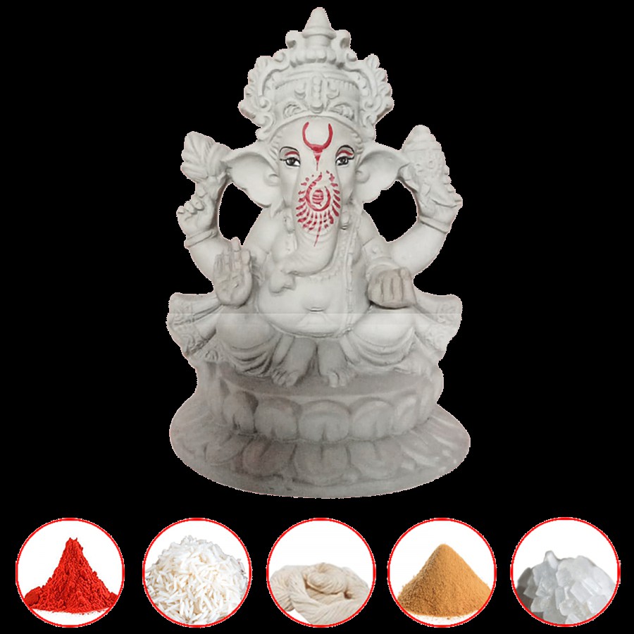 Arham Eco-Friendly Clay Shri Ganesha / Ganpati Idol / Murti - 18 cm