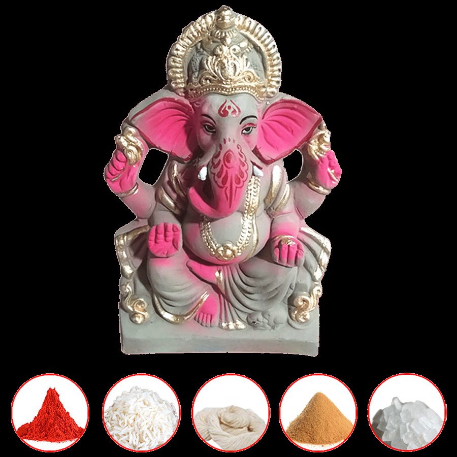 Arham Eco-Friendly Clay Shri Ganesha / Ganpati Idol / Murti - 26 cm