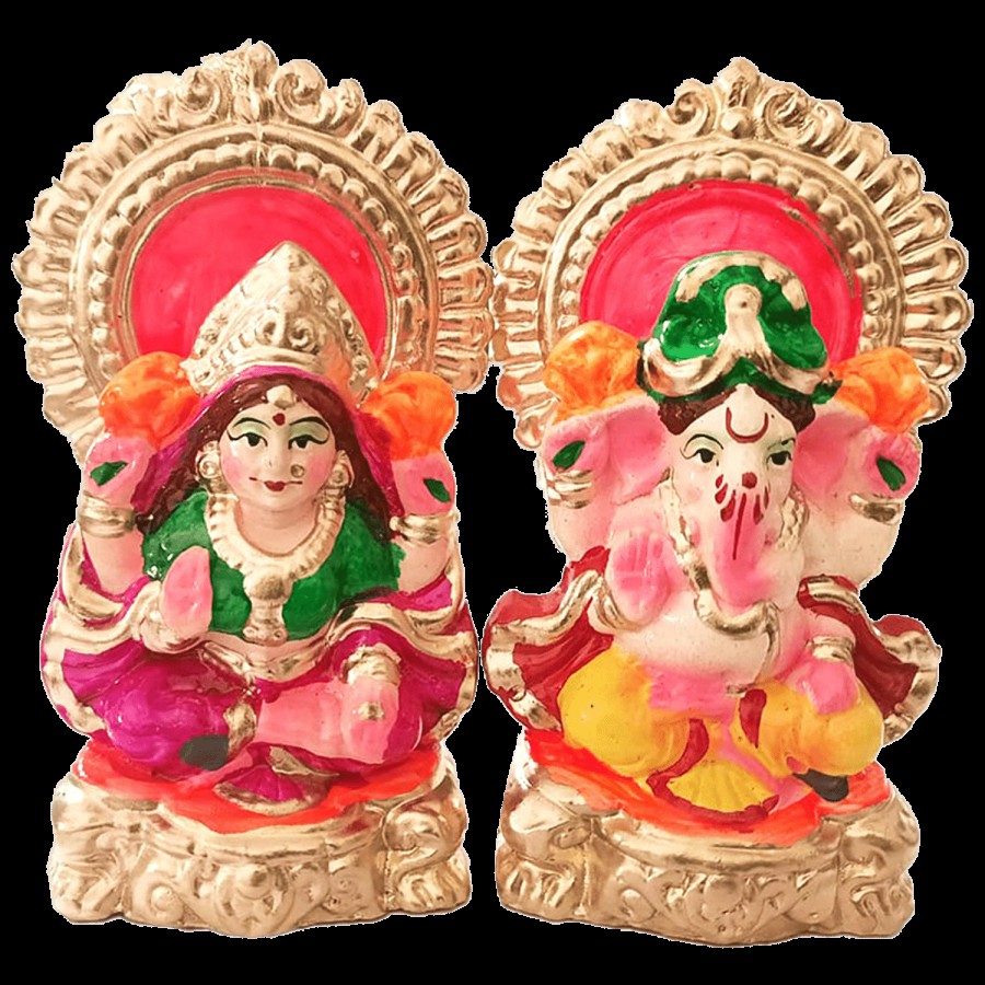 Arham Eco-Friendly Lakshmi Ganesh Clay Murti - Diwali special