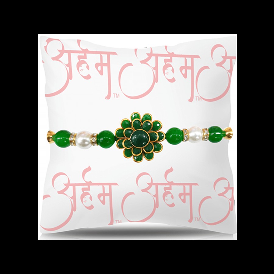 Arham Fancy Floral Moti Rakhi