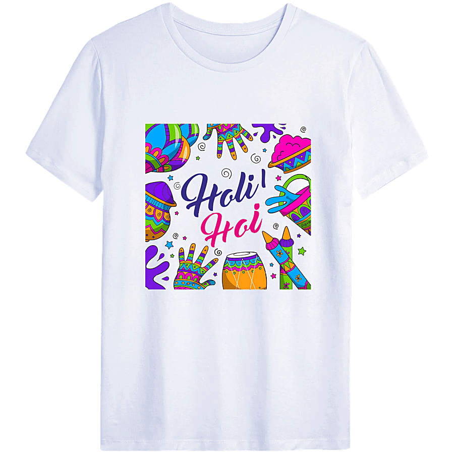 Brodees Round Neck T-Shirt - Holi Theme Printed