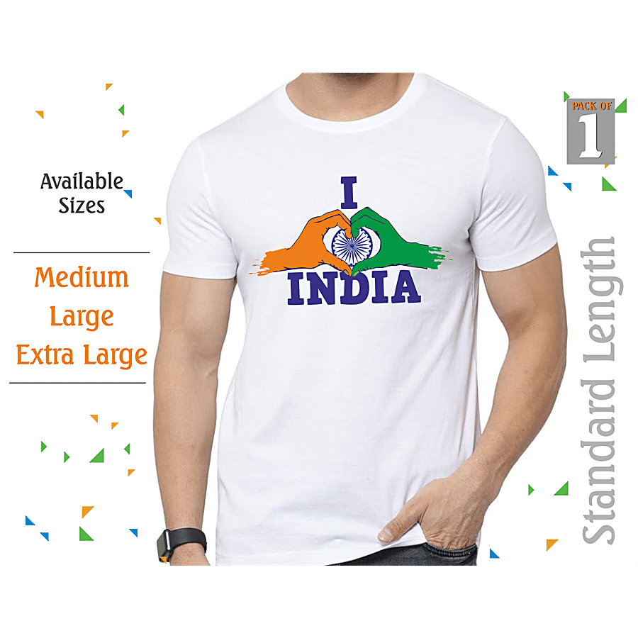 Brodees Tri Colour Themed Printed Round Neck T-Shirt