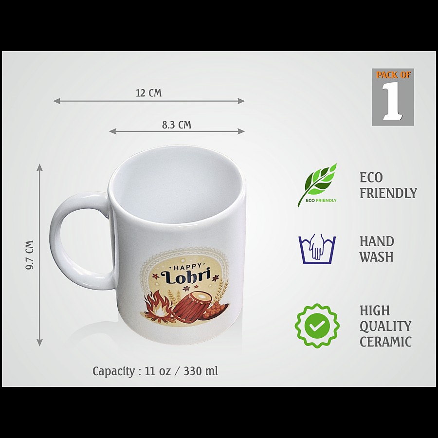 Brodees Happy Lohri Printed Coffee Mug - White