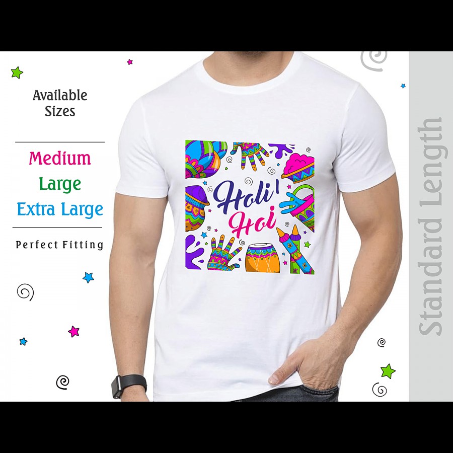 Brodees Round Neck T-Shirt - Holi Theme Printed