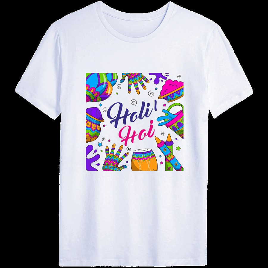 Brodees Round Neck T-Shirt - Holi Theme Printed