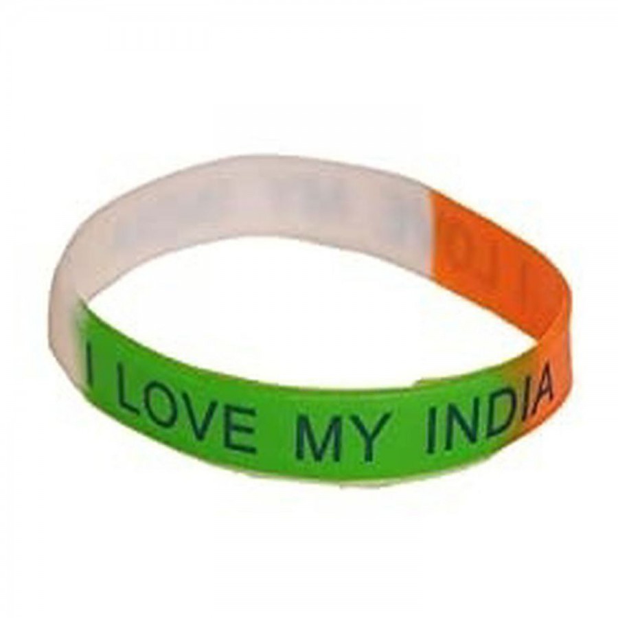 CS Tricolour Rubber Wrist Band - I Love My India