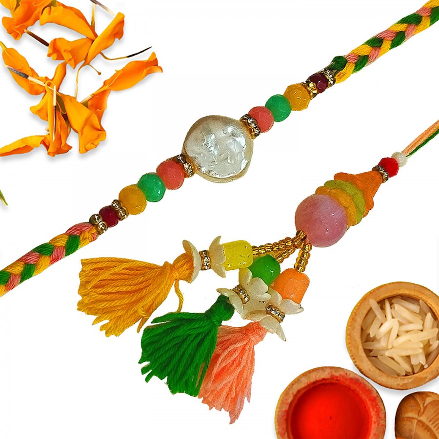 Creative Space Colourful Trandy Bhaiya & Bhabhi Rakhi Combo