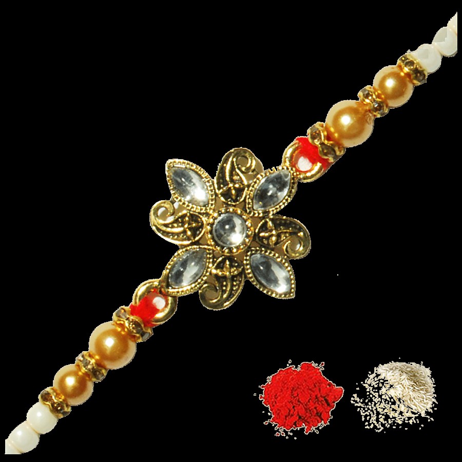 Creative Space Kundan Rakhi With Tika Set