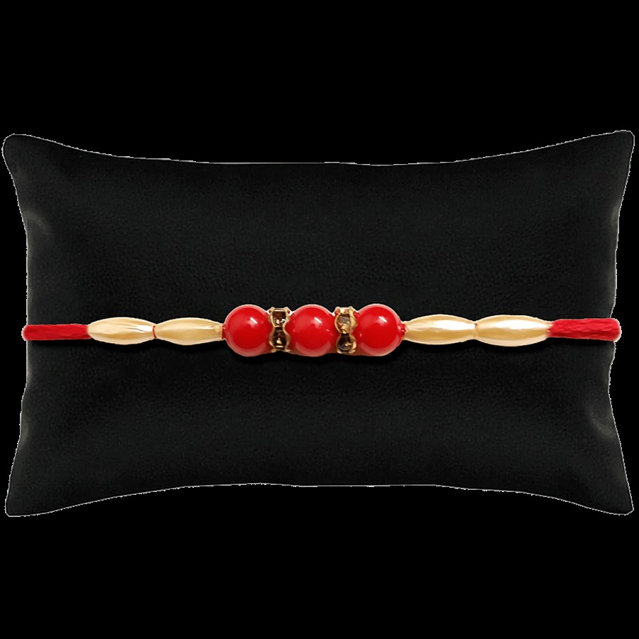 Creative Space Red Beads Rakhi - High Quality