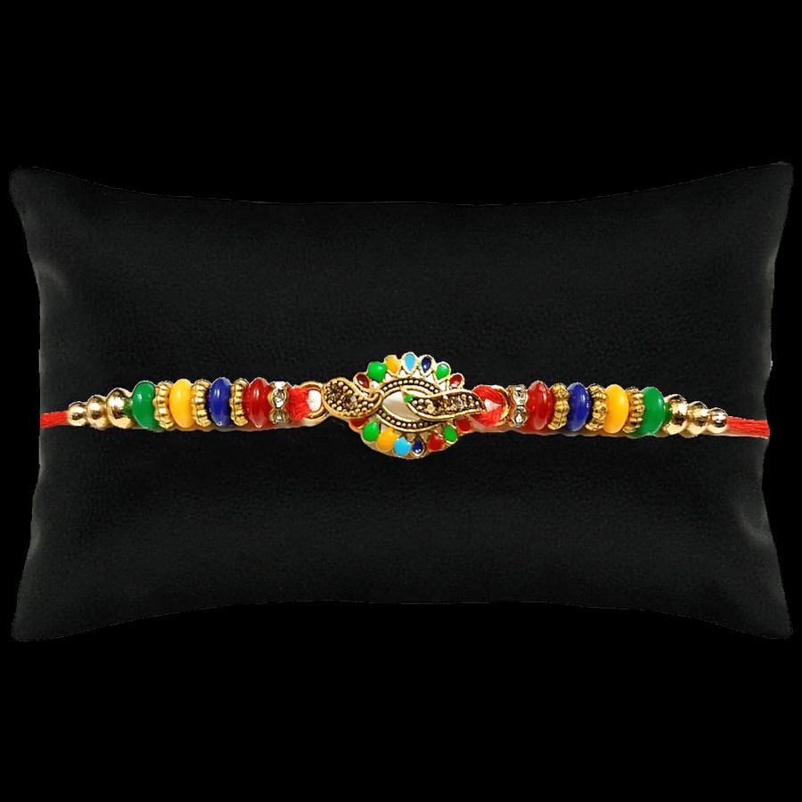 Creative Space Traditional Multicolour Stone Rakhi - Elegant Design