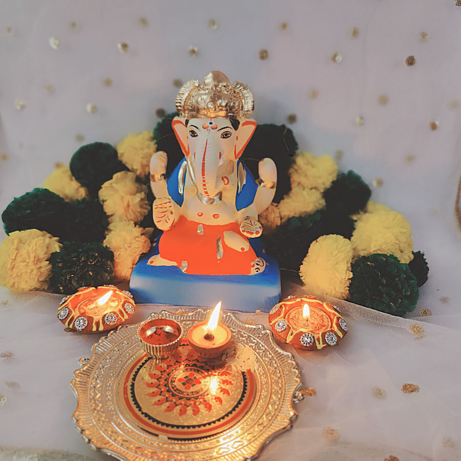 House of Festivals Ganpati Clay Murti/Ganesha Idol - Eco-Friendly