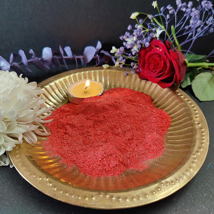 House of Festivals Glitter Organic Herbal Holi Colour/Gulal - Red