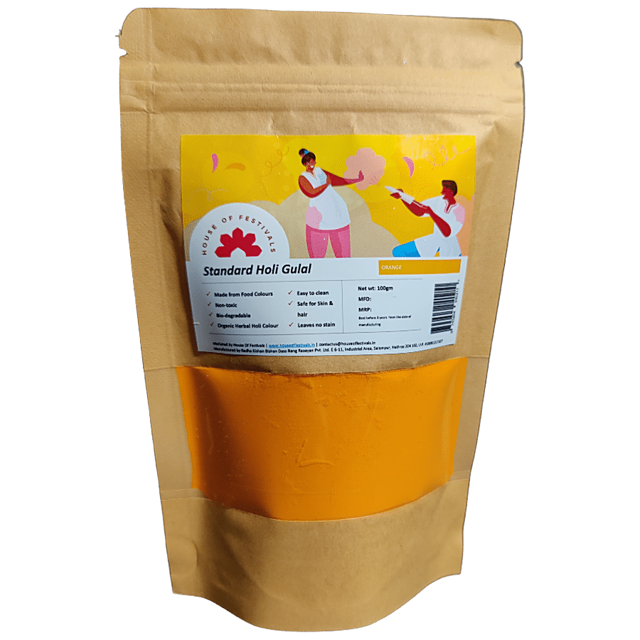 House of Festivals Standard Organic Herbal Holi Colour/Gulal - Orange