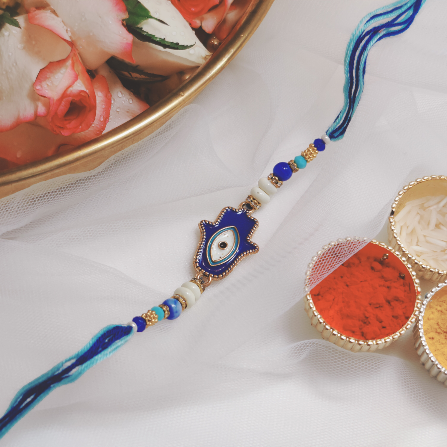 House of Festivals Evil Eye Charm Rakhi - With Pearl Beads