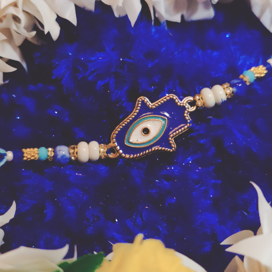 House of Festivals Evil Eye Charm Rakhi - With Pearl Beads