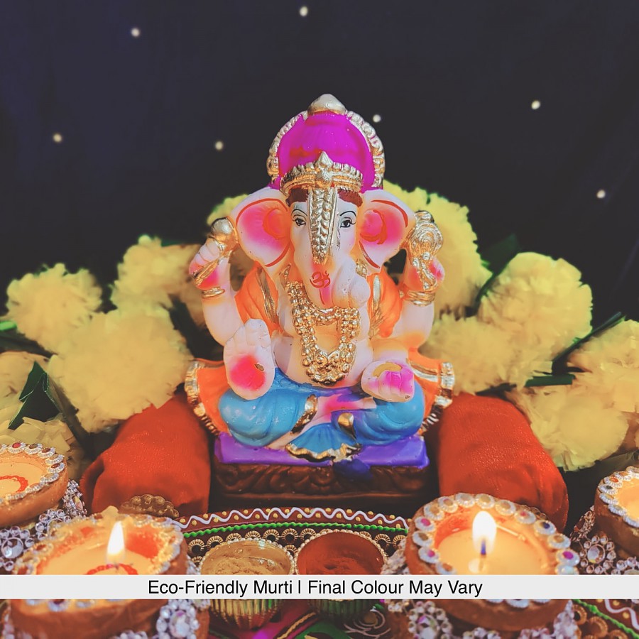 House of Festivals Ganpati Clay Murti/Ganesha Idol - Eco-Friendly