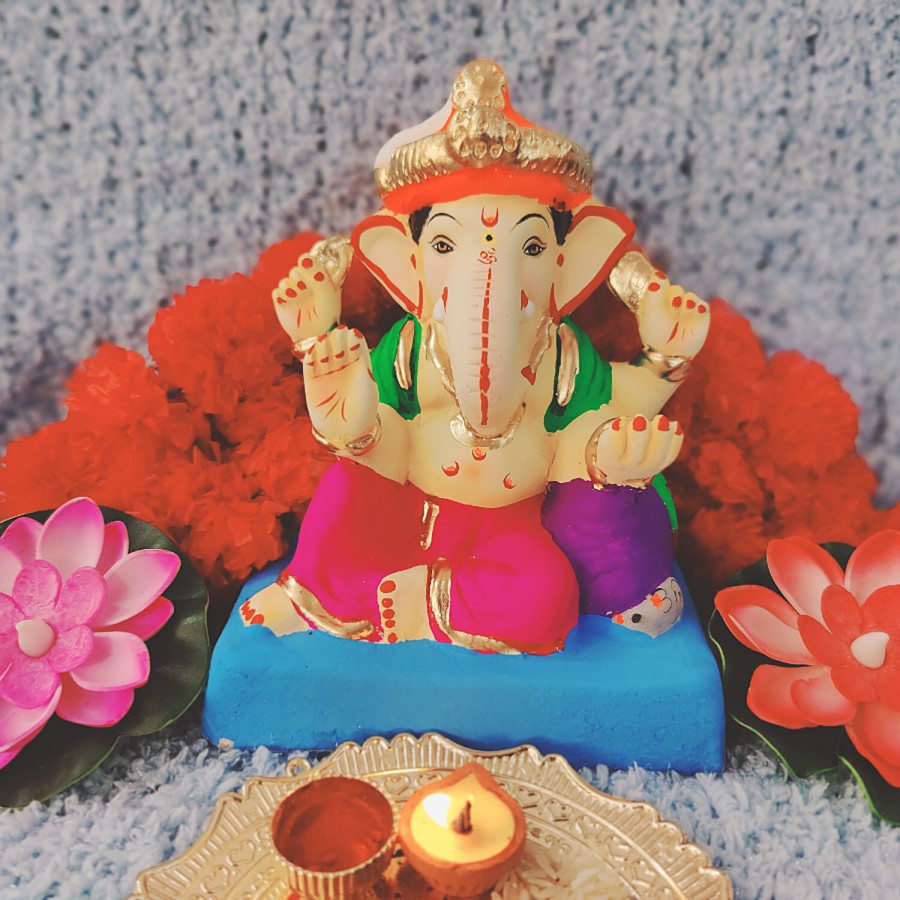 House of Festivals Ganpati Clay Murti/Ganesha Idol - Eco-Friendly