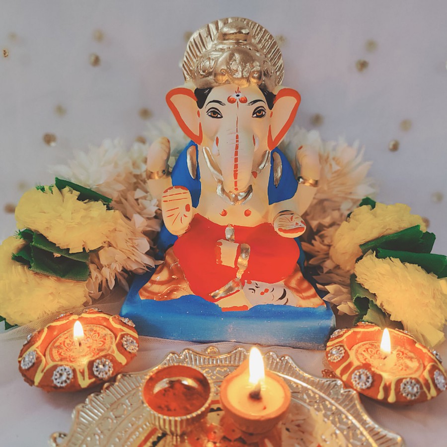 House of Festivals Ganpati Clay Murti/Ganesha Idol - Eco-Friendly