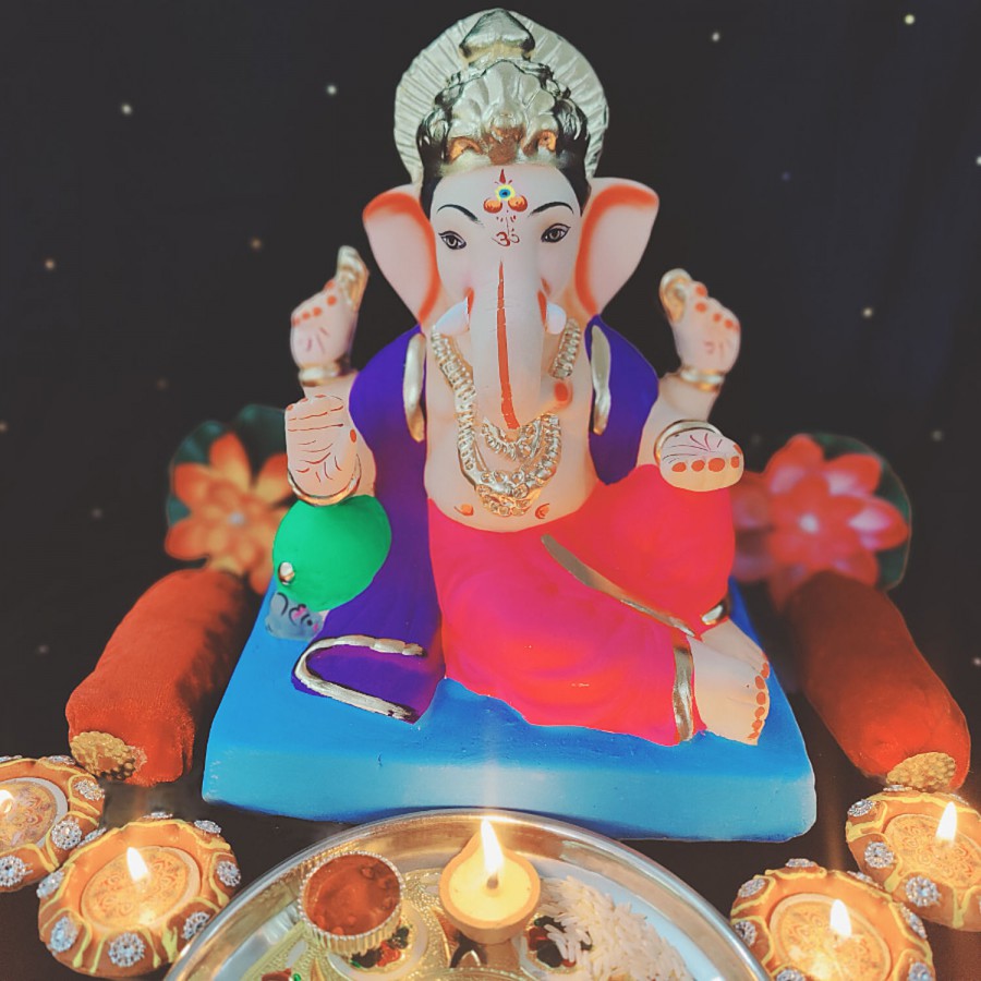 House of Festivals Ganpati Clay Murti/Ganesha Idol - Eco-Friendly