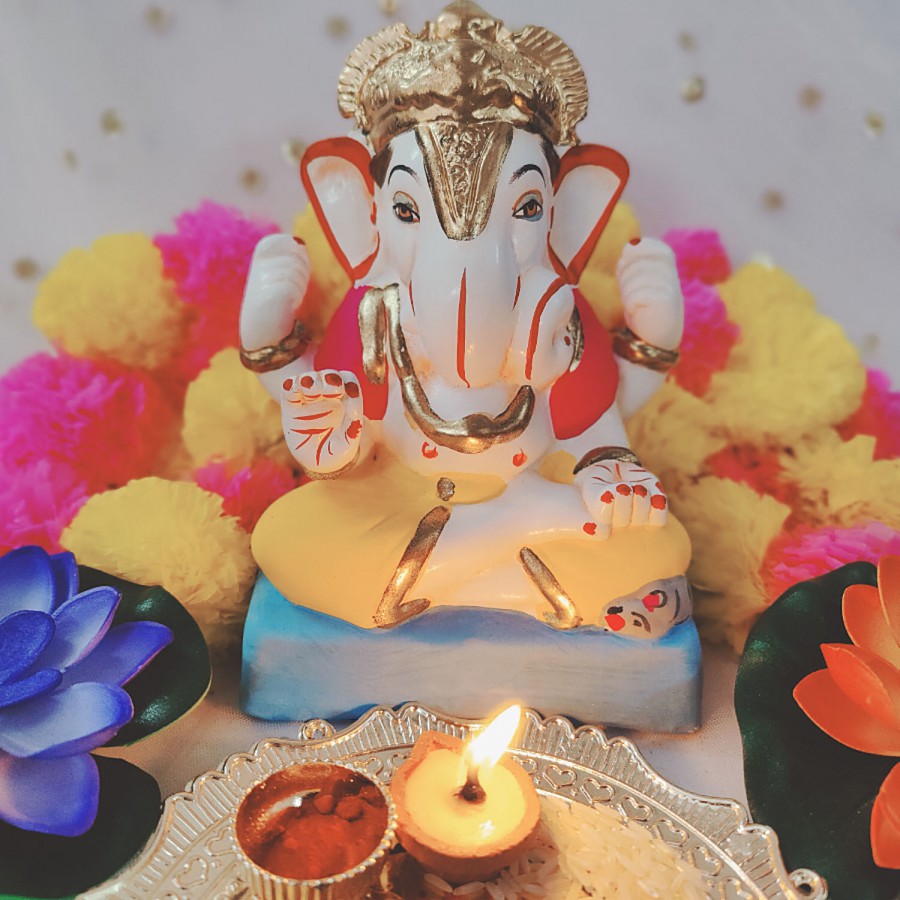 House of Festivals Ganpati Clay Murti/Ganesha Idol - Eco-Friendly