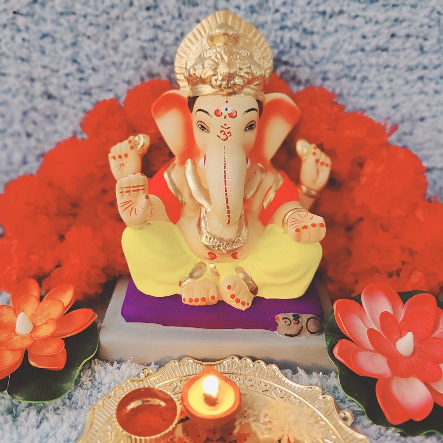 House of Festivals Ganpati Clay Murti/Ganesha Idol - Eco-Friendly