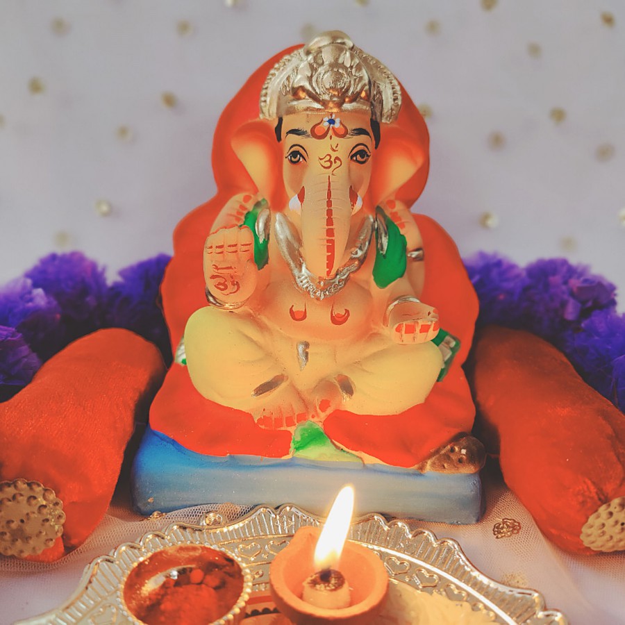 House of Festivals Ganpati Clay Murti/Ganesha Idol - Eco-Friendly