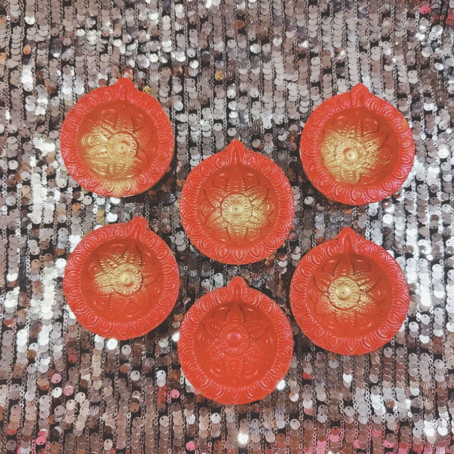 House of Festivals Handcrafted Double Shade Clay Diya/Mitti /Terracotta Diya - Round