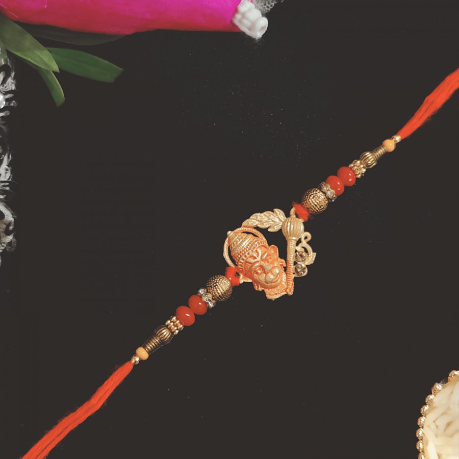 House of Festivals Lord Hanuman Pendant Rakhi - With Pearl Beads