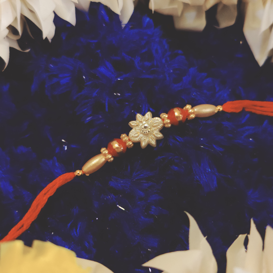 House of Festivals Mauli Rakhi - With White Flower Design