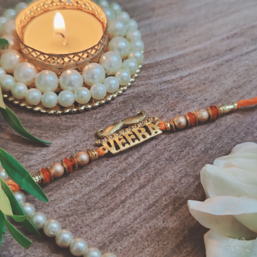 House of Festivals Veera Design Rakhi - With Sparkling Stones