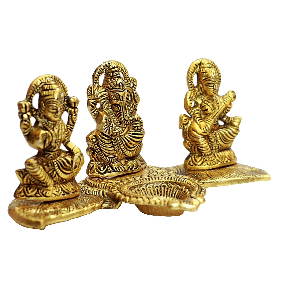 Klassic Laxmi Ganesh Saraswati Idol - Brass