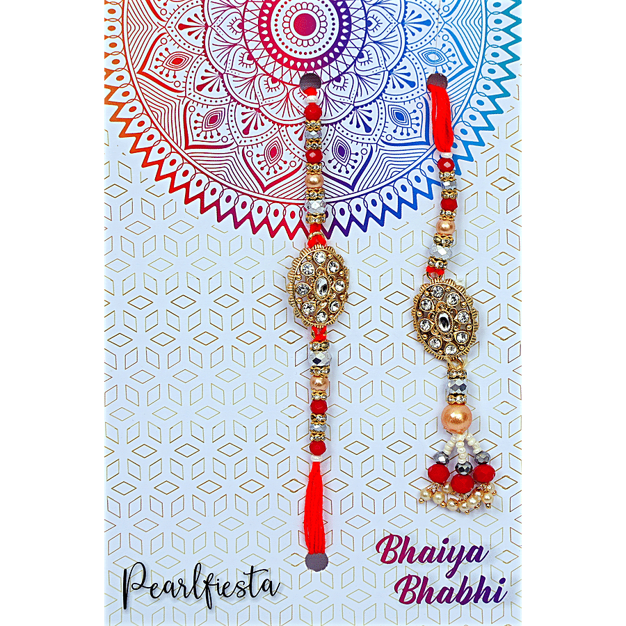 Pearlfiesta Pearl Fiesta Beautiful Designer Bhaiya Bhabhi Rakhi Set  for Brother