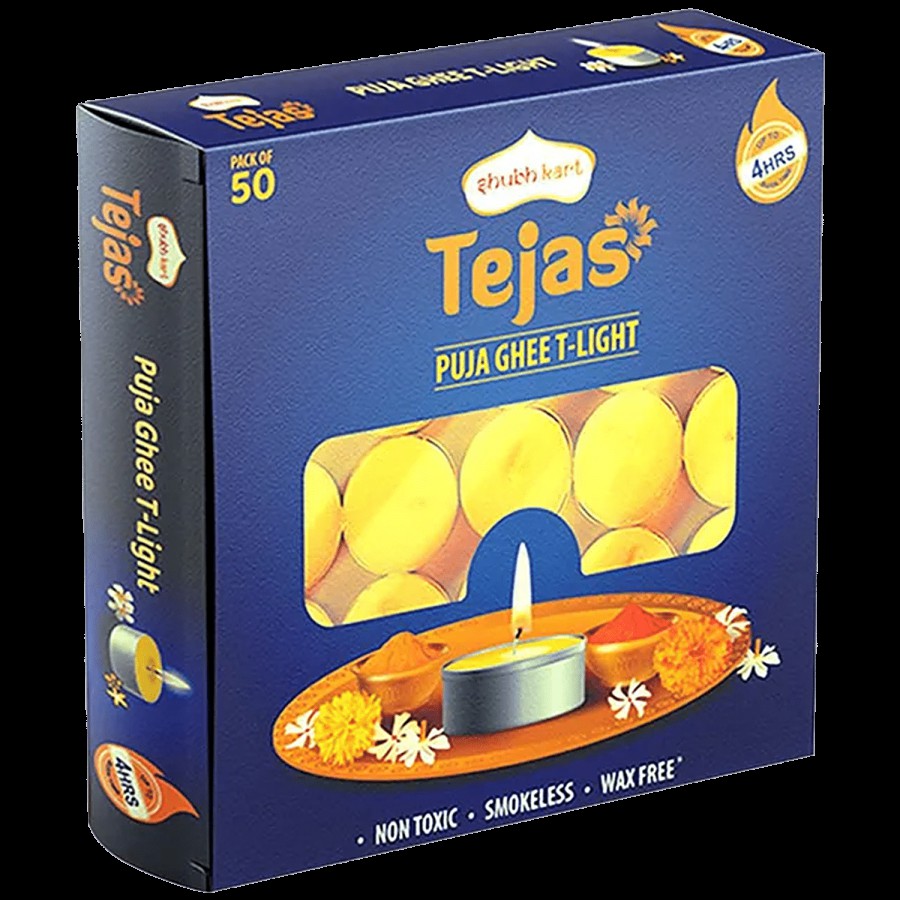 Shubhkart Tejas Puja Ghee T-Light Candle - Non Toxic