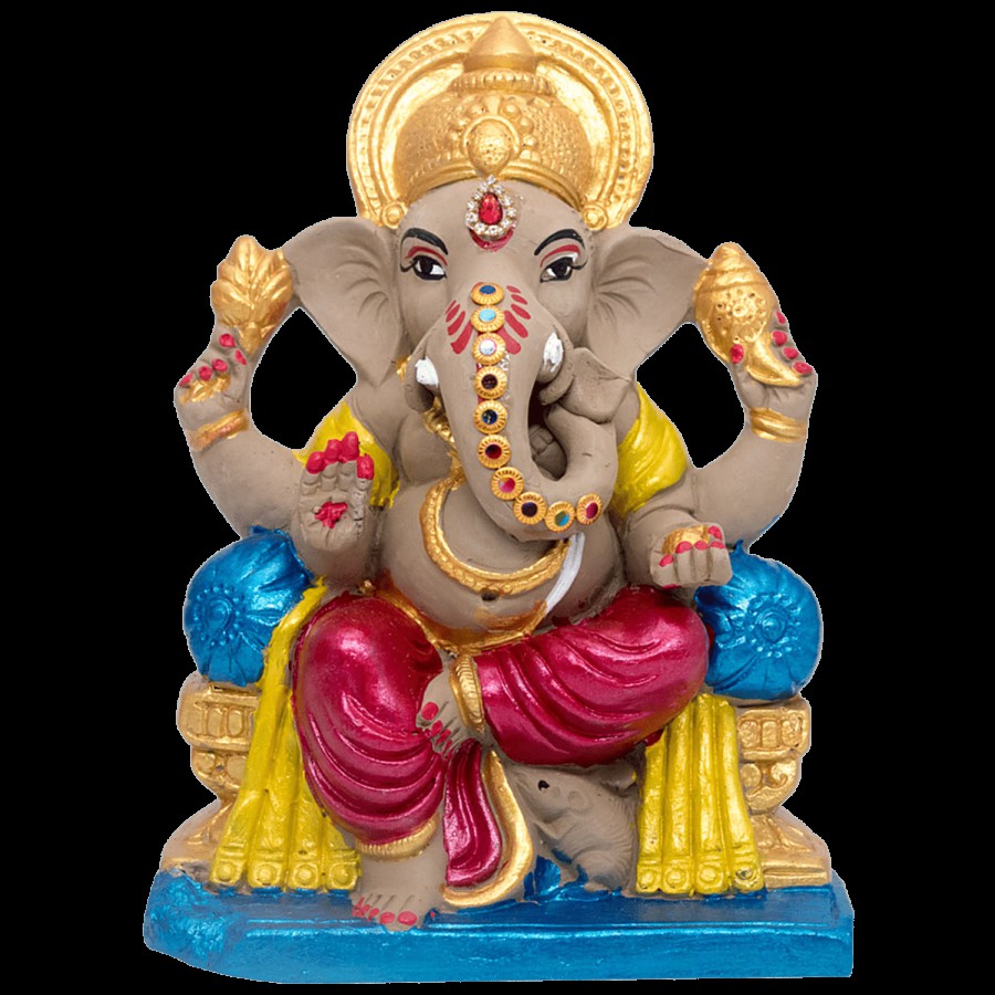 SriRudra Ganapathi / Ganesha Idol / Murti (8") Painted-Left