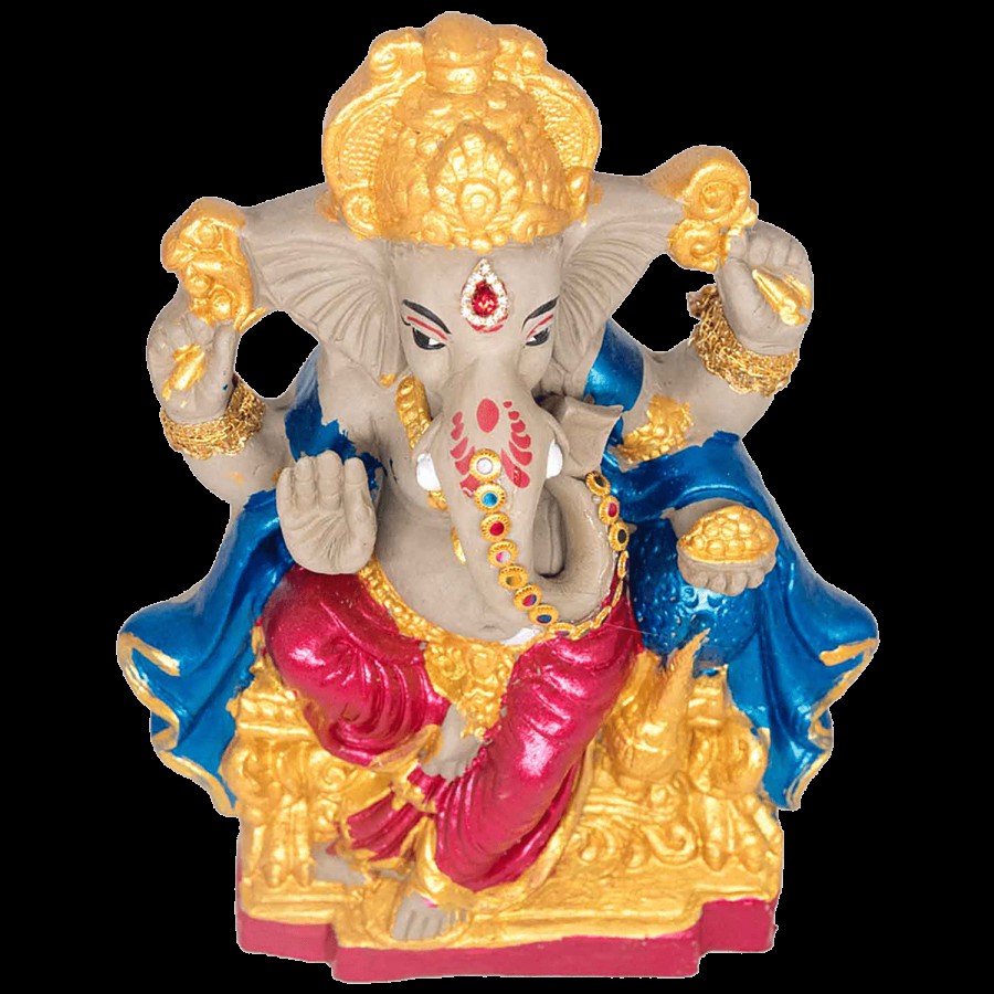 SriRudra Ganapathi / Ganesha Idol / Murti (9") Painted-Left