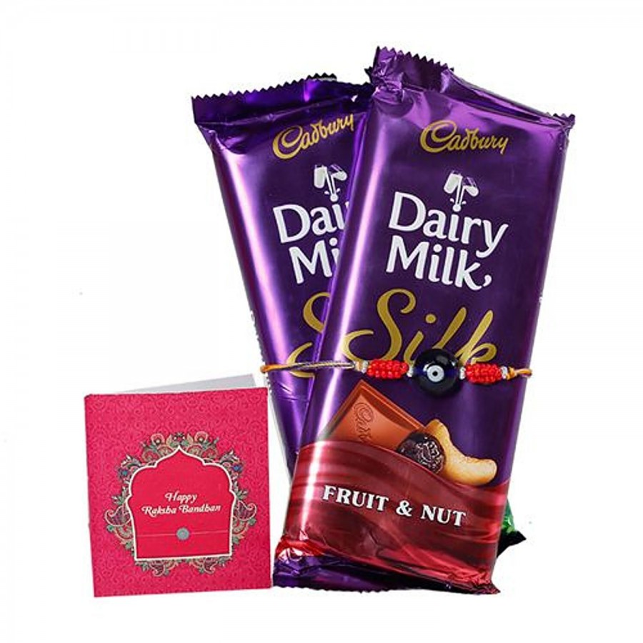 Thinking Of You Blue Pearl Rakhi With Cadbury Silk