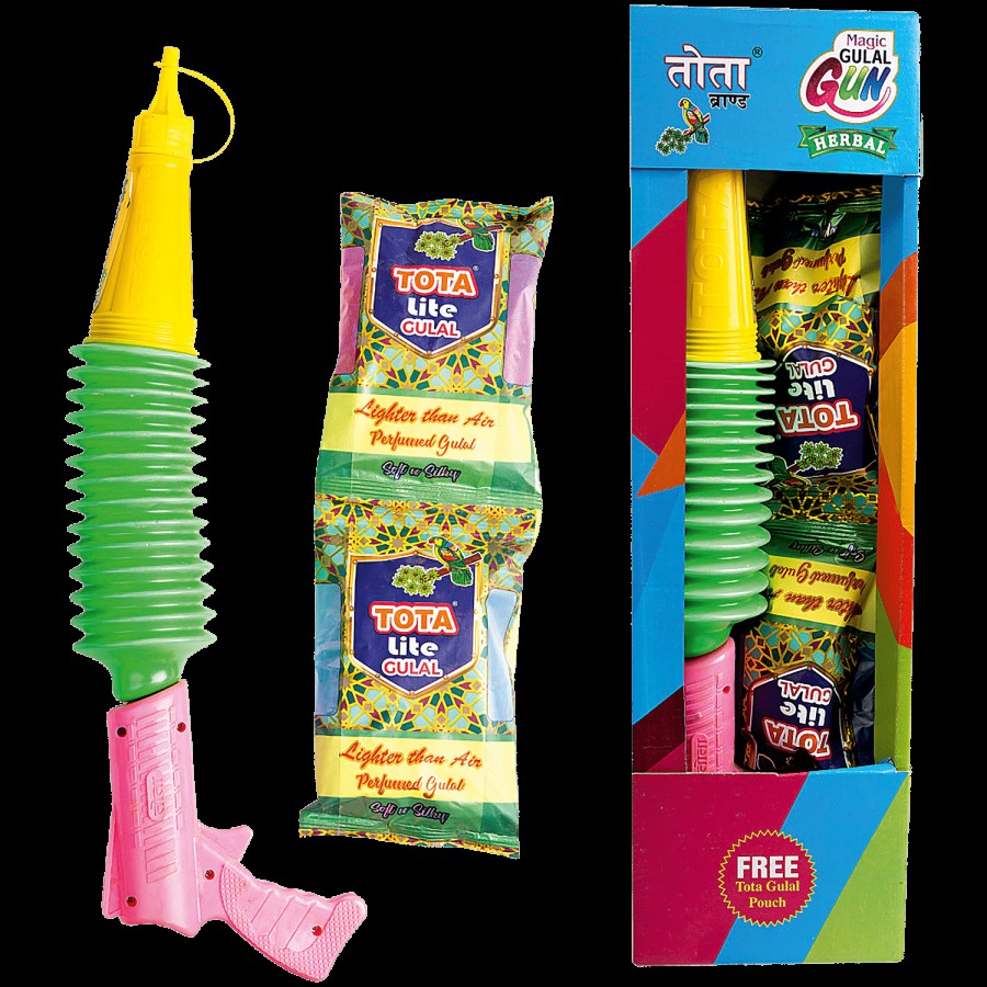 Tota Magic Herbal Holi Gulal Gun/Pichkari - With Gulal Pouch