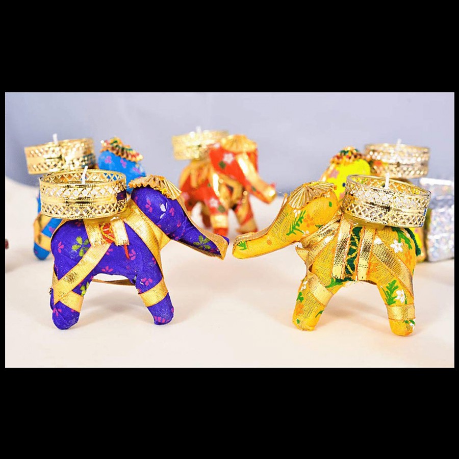 Unique Arts & Interiors Elephants Tea Light Candle Holders - For Diwali