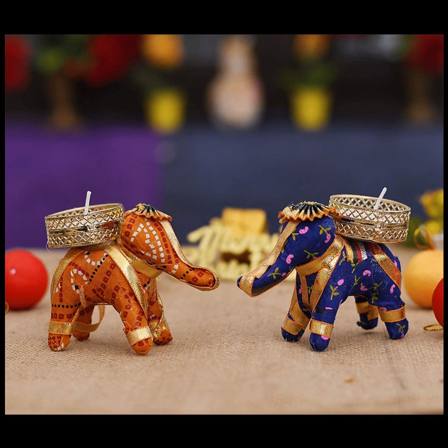 Unique Arts & Interiors Elephants Tea Light Candle Holders - For Diwali