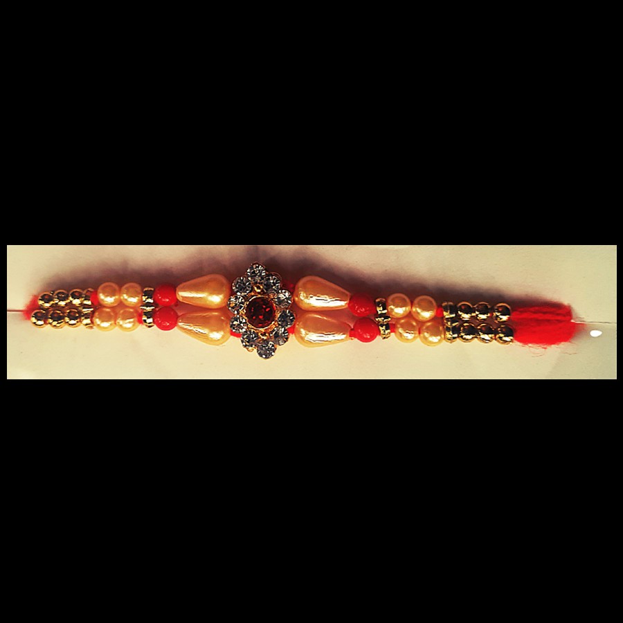 Unique Arts & Interiors Flower Gem Rakhi With Red Thread - For Beloved Brother