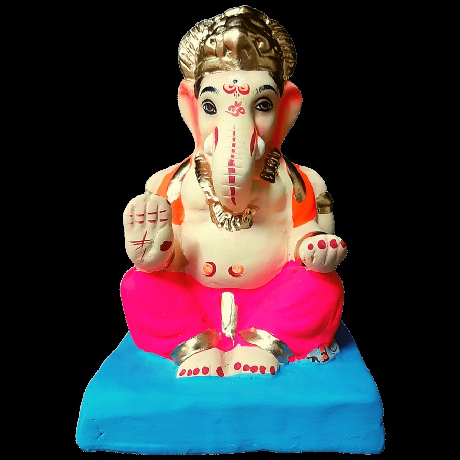 Unique Arts & Interiors Ganpati / Ganesha  Idol / Murti Pink dhothi colour -6''