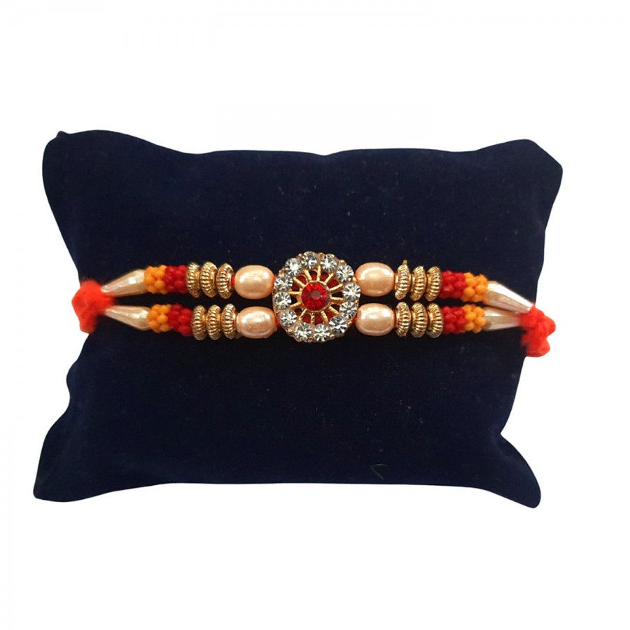 Unique Arts & Interiors Thread Rakhi - Stone Studded