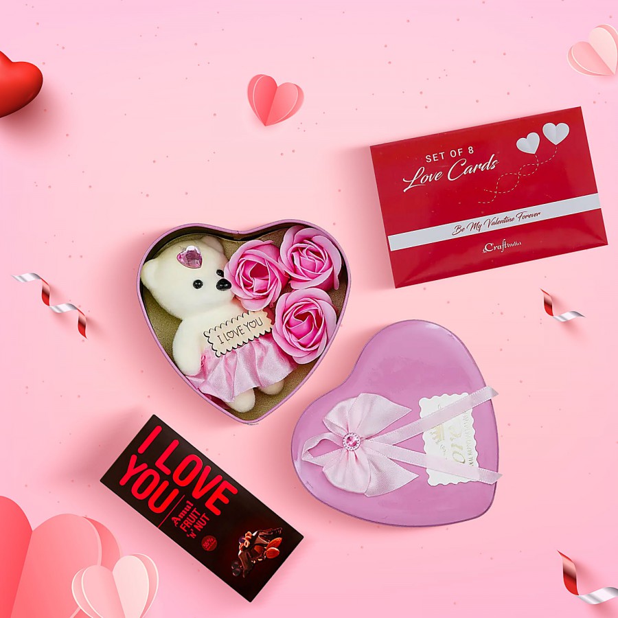 bb Combo Gift Box + Gift Cards + Chocolate + Heart Shaped/3 Roses/Teddy Bear/Card