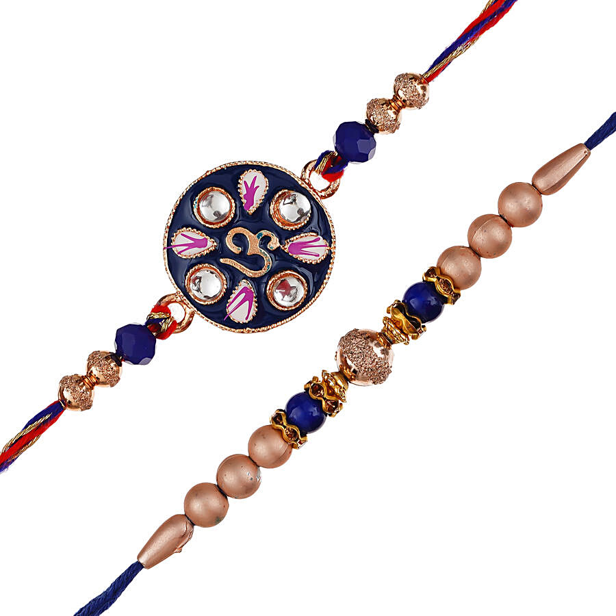 eCraftIndia Blue Meenakari & Pearl Designer Rakhis