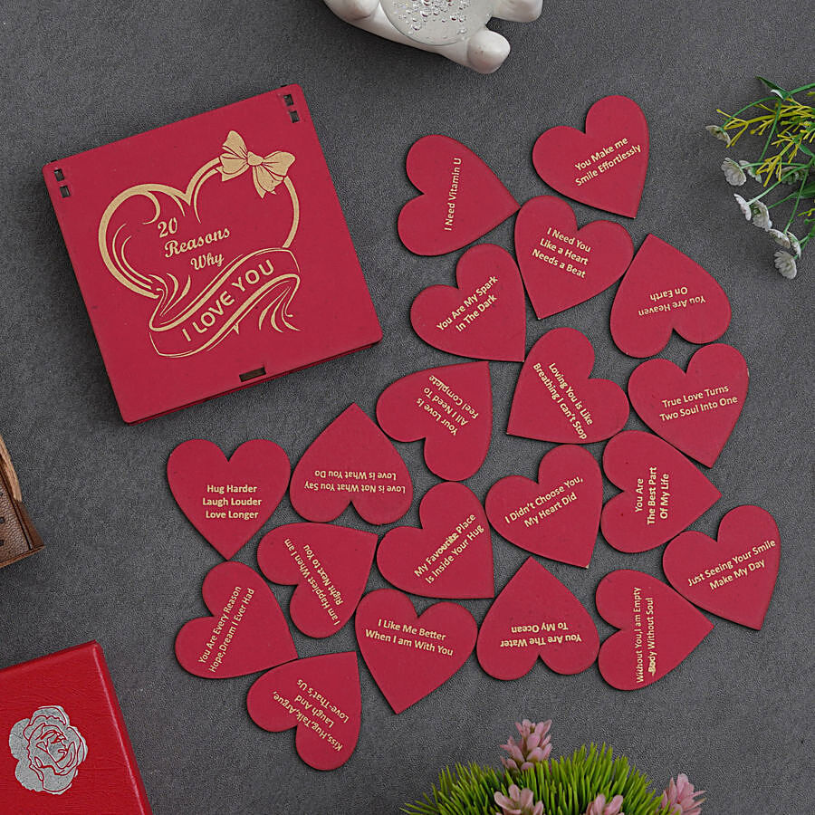 eCraftIndia Valentines Day Wooden Gift Box - 20 Reasons Why I Love You