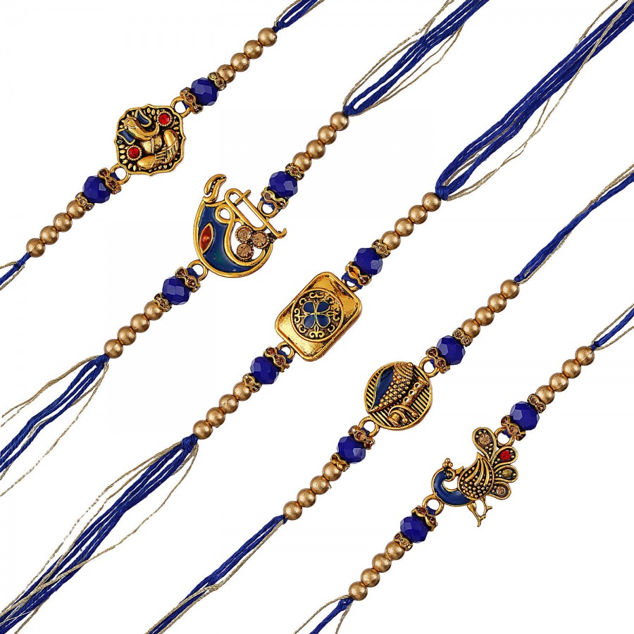 eCraftIndia Blue & Golden Religious Rakhis