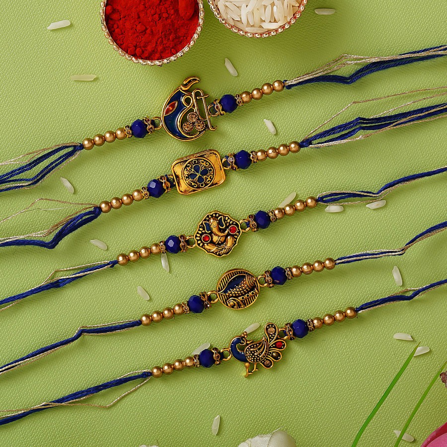 eCraftIndia Blue & Golden Religious Rakhis