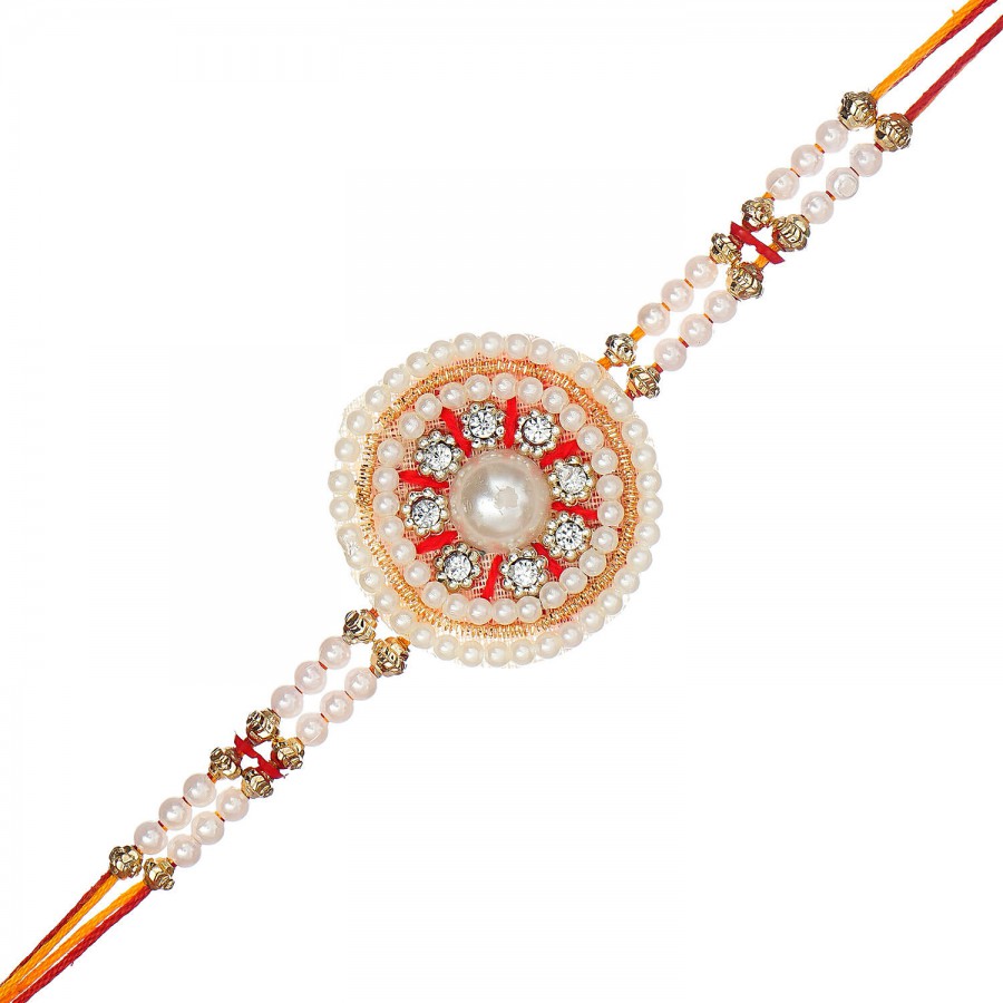 eCraftIndia Designer Stone & Pearl Rakhi & Raksha Bandhan Greeting Card