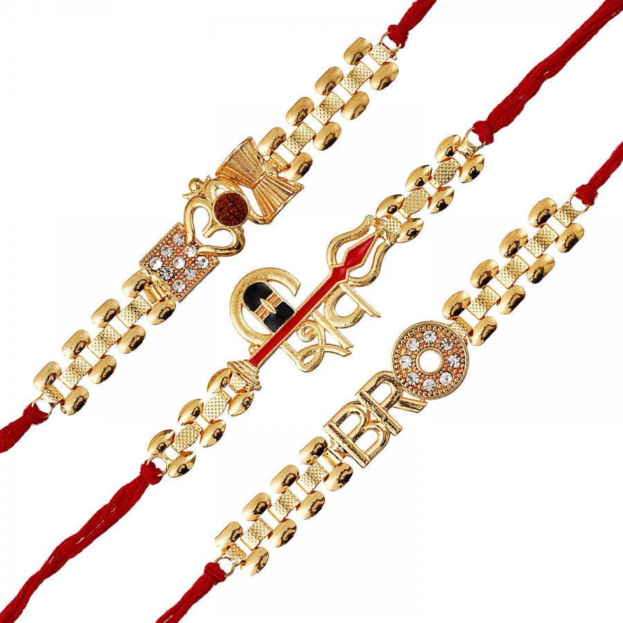 eCraftIndia Golden & Red Designer Rakhis