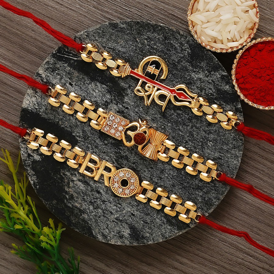 eCraftIndia Golden & Red Designer Rakhis